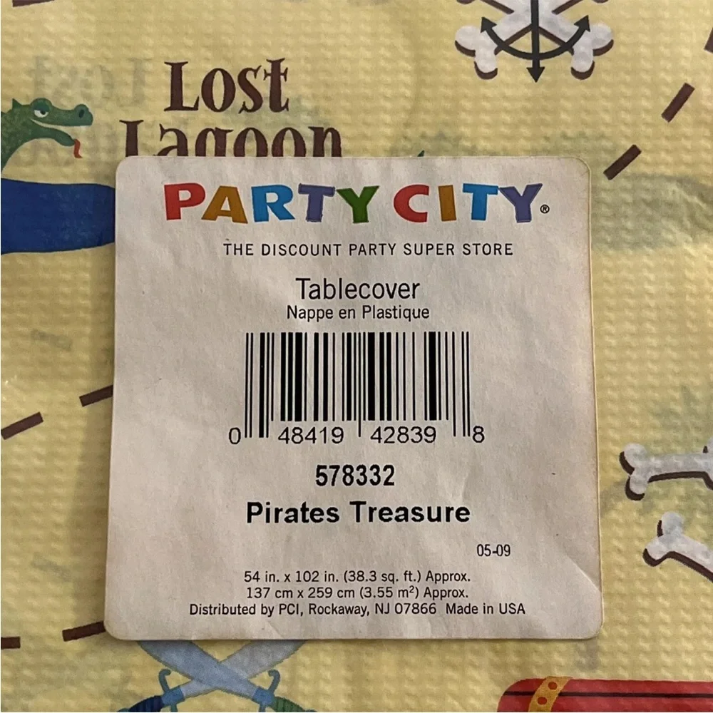 Pirate Treasure Map Tablecover Plastic Disposable Party Decor 54 X 102 Inch